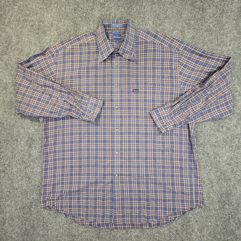 Vintage Façonnable Button-Down Shirt XL Plaid Made in‎ Malaysia 100% Cotton - Picture 2 of 9
